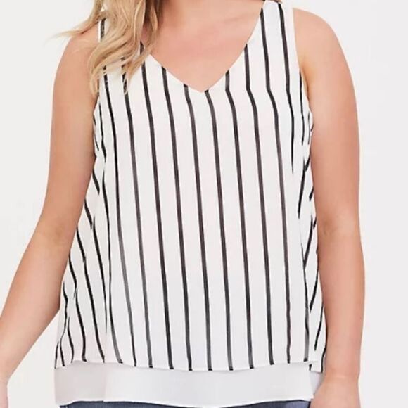 Torrid Black & White Striped Tank Top - Picture 1 of 8